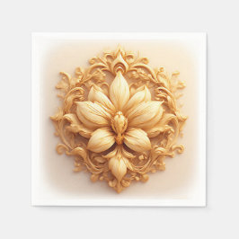 エレガントフローラレリーフ、 浮き彫りデザイン付き華美詳細 スタンダードカクテルナプキン