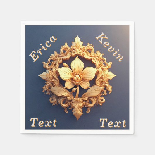 エレガントフローラレリーフ、 浮き彫りデザイン付き華美詳細 スタンダードカクテルナプキン (正面)