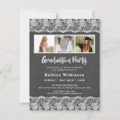 エレガントフローラレースチャックボード4写真卒業 招待状 (裏面)