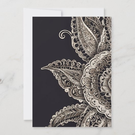 エレガントフローラレースデザイン招待状 招待状 (裏面)