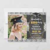 エレガントフローラレース写真卒業BBQパーティー 招待状 (正面)