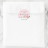 エレガントフローラレース淡い色のピンク結婚式用シール ラウンドシール (バッグ)