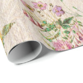 エレガントフローラロマン結婚ティックなピンクの野生の花 ラッピングペーパー (ロールコーナー)