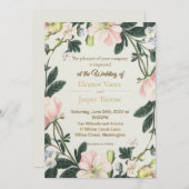 エレガントフローラロマン結婚ティックリースデザイン 招待状 (正面/裏面)