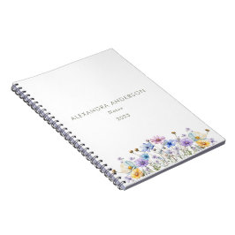 エレガントフローラワイルドフラワーウォータカラー ノートブック