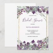 エレガントフローラワイルドフラワーブライダルシャワー 招待状 (正面/裏面)