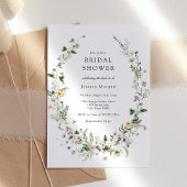 エレガントフローラワイルドフラワーリースブライダルシャワー 招待状