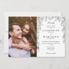 エレガントフローラワイルドフラワー写真結婚の 招待状