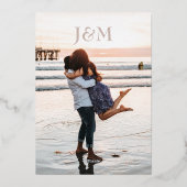 エレガントフローラワイルドフラワー金ゴールドバラ日付の保存 箔招待状 (裏面)