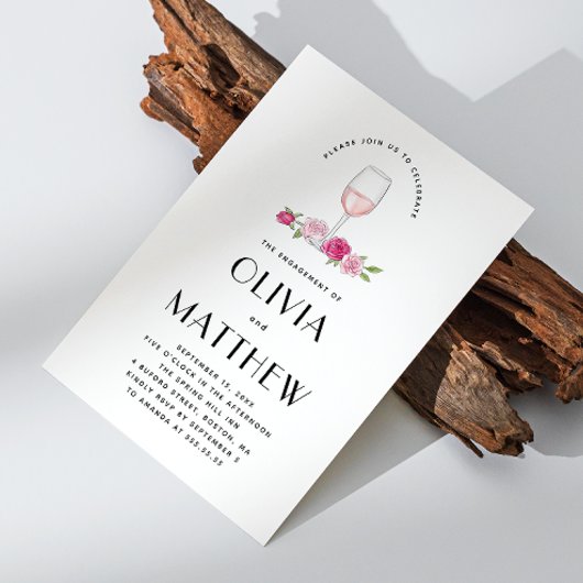 エレガントフローラワイ結婚ン写真婚約パーティ 招待状