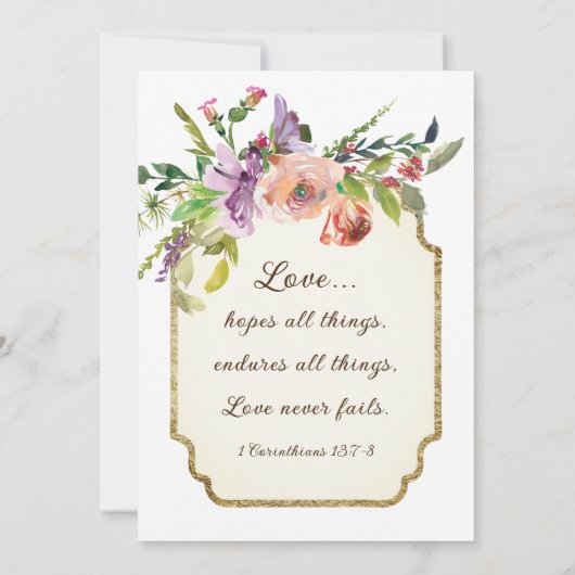 エレガントフローラヴィンテージフレームクリスチャン結婚ズ 招待状 (裏面)