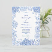 エレガントフローラヴィンテージブルーフローラの結婚インビタット 招待状 (スタンド正面)