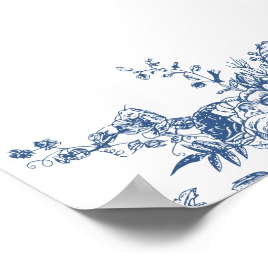 エレガントフローラヴィンテージブ結婚ルーのウェルカムサイン ポスター (角)