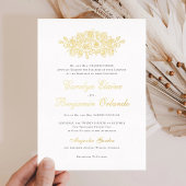 エレガントフローラヴィンテージボクラシックタン結婚ズ 箔招待状