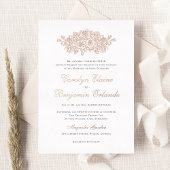 エレガントフローラヴィンテージボクラシックタン結婚ズ 箔招待状
