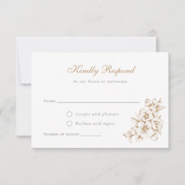 エレガントフローラヴィンテージボ結婚タニカル金ゴールドRSVP 招待状