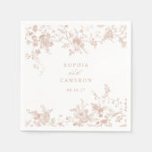 エレガントフローラヴィンテージ植物性赤面結婚ズ スタンダードカクテルナプキン (正面)