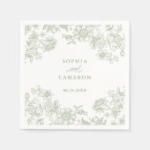 エレガントフローラヴィンテージ植物緑結婚の スタンダードカクテルナプキン (正面)