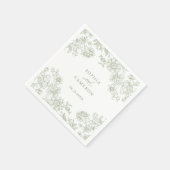 エレガントフローラヴィンテージ植物緑結婚の スタンダードカクテルナプキン (角)