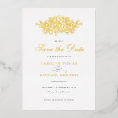 エレガントフローラヴィンテージ植物葉救日 箔招待状 (正面)