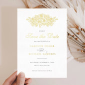 エレガントフローラヴィンテージ植物葉救日 箔招待状