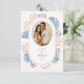 エレガントフローラヴィンテージ水彩牡丹結婚の 出欠カード (スタンド正面)