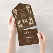 エレガントフローラヴィンテージ結婚アールヌーボー オールインワン招待状 (貼ってはがせる)