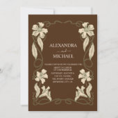 エレガントフローラヴィンテージ結婚アールヌーボー 招待状 (正面)