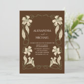 エレガントフローラヴィンテージ結婚アールヌーボー 招待状 (スタンド正面)
