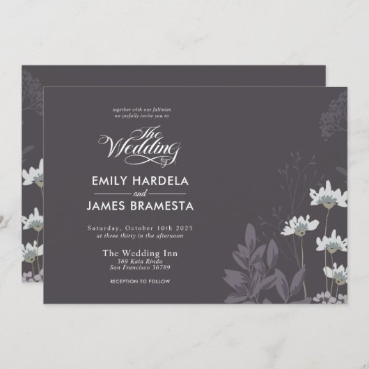 エレガントフローラ予算と暗黒予算結婚予算 招待状 (正面/裏面)