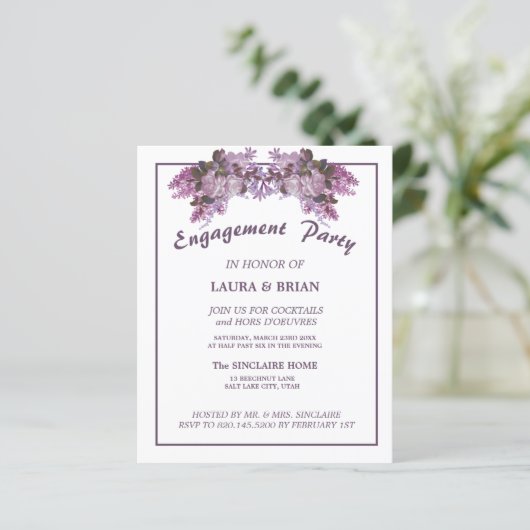 エレガントフローラ予算婚約パーティ招待状 (スタンド正面)