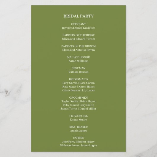 エレガントフローラ予算結婚式 プログラム (裏面)