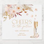 エレガントフローラ付き真珠きらめく スパークリングワインラベル (シングルラベル)