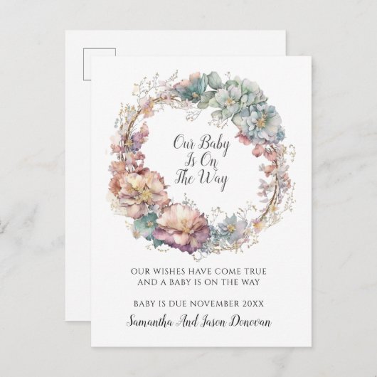 エレガントフローラ体妊娠の発表 案内ポストカード (正面/裏面)