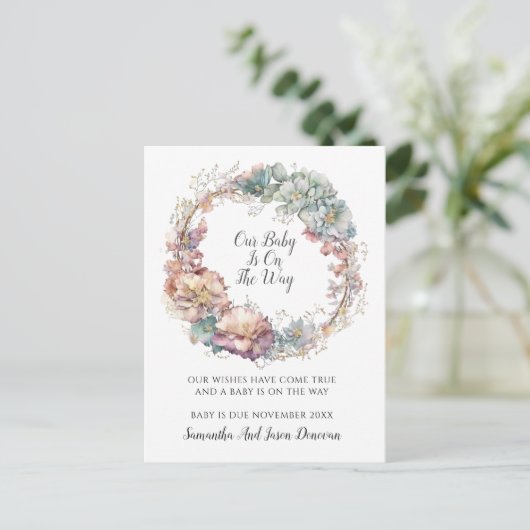 エレガントフローラ体妊娠の発表 案内ポストカード (スタンド正面)