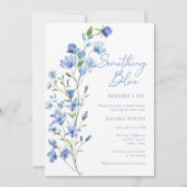 エレガントフローラ何か青いブライダルシャワー 招待状 (正面)