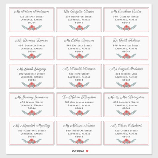 エレガントフローラ個別の出荷アドレ結婚ス シール (シート)