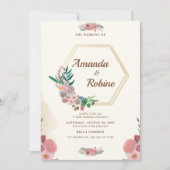 エレガントフローラ六角金ゴールドフレ結婚ーム 招待状 (正面)