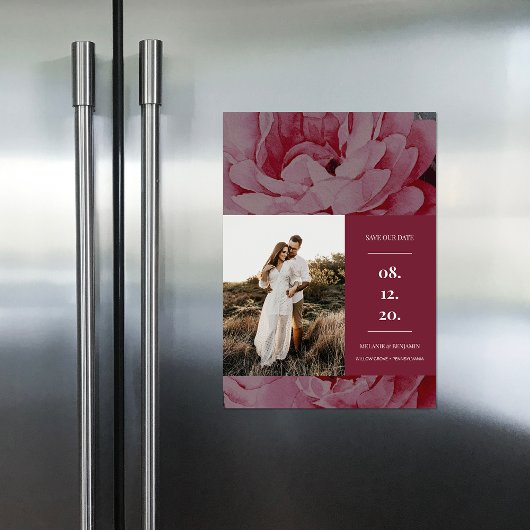 エレガントフローラ写真の保存日付 マグネット招待状
