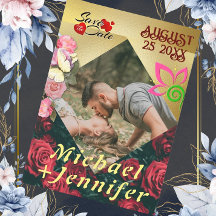 エレガントフローラ写真の日付カスタムを保存結婚する