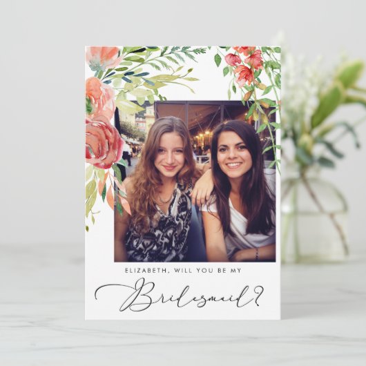 エレガントフローラ写真の花嫁の提案の招待 招待状 (スタンド正面)