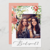 エレガントフローラ写真の花嫁の提案の招待 招待状 (正面/裏面)