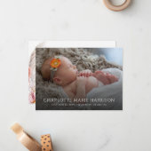 エレガントフローラ写真の誕生のお知らせ ノートカード (正面/裏面インサイチュ)