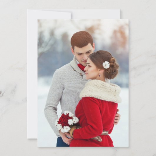 エレガントフローラ写真クリスマ結婚ス 招待状 (裏面)