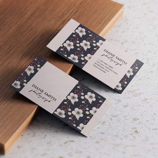 エレガントフローラ写真パーソナライズされたタイポグラフィ 名刺