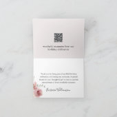 エレガントフローラ写真QRリンク任意の年の誕生日 サンキューカード (内部)