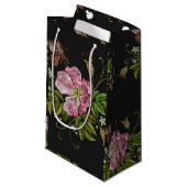 エレガントフローラ刺繍模様ブラック背景 スモールペーパーバッグ (正面アングル)