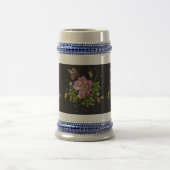 エレガントフローラ刺繍模様ブラック背景 ビールジョッキ (中央)