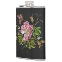 エレガントフローラ刺繍模様ブラック背景