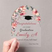 エレガントフローラ卒業カード – パーソナライズ名 アクリル招待状 (インサイチュ (ポータブル))